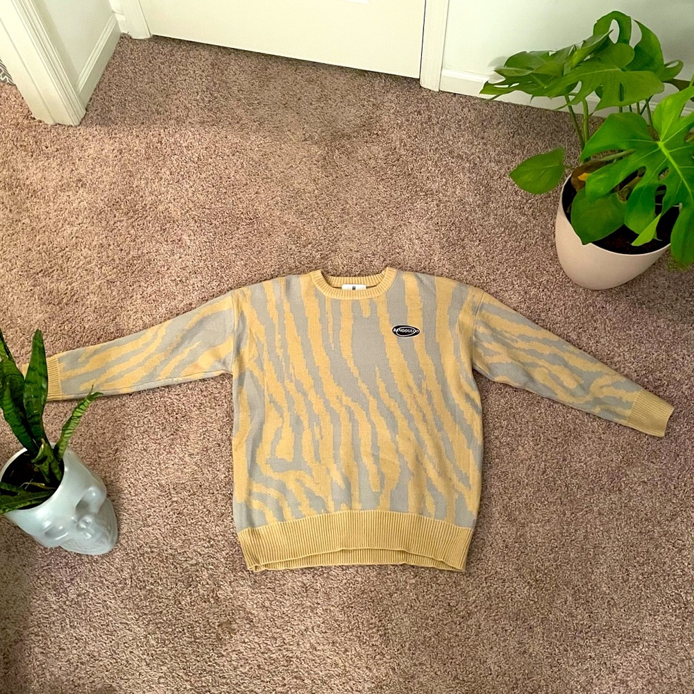 Taupe & Desert Sand zebra print sweater